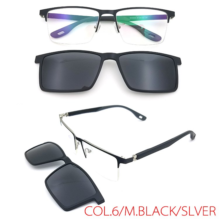 wholesale high quality custom logo spring hinge eyewear Uv400 Polarized half frame stainless metal clip on glasses