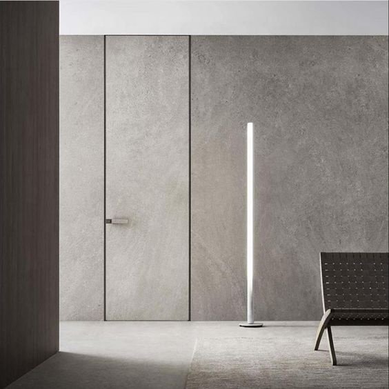 white room timber wood veneer door bedroom interior wooden aluminum hidden invisible frameless door