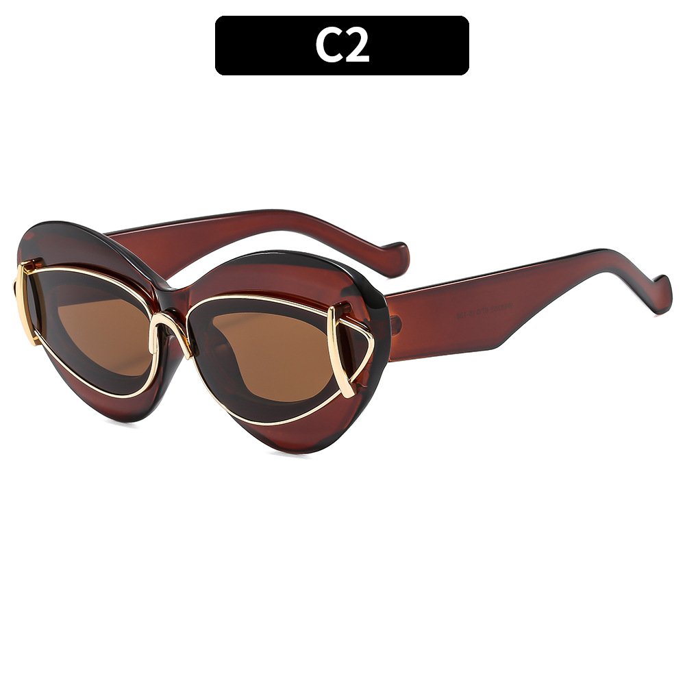 Fashion female butterfly plastic designer sun glasses famous brand trending custom logo shades sunglasses 2024