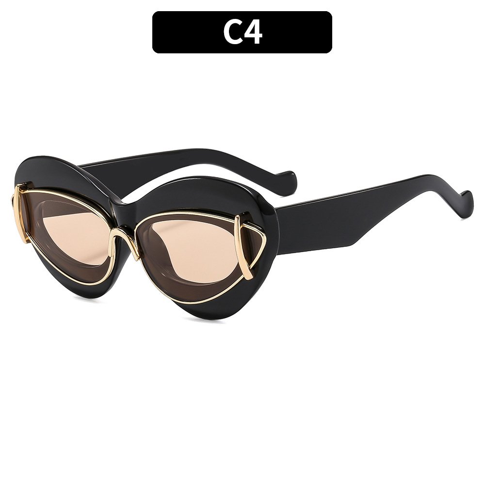 Fashion female butterfly plastic designer sun glasses famous brand trending custom logo shades sunglasses 2024