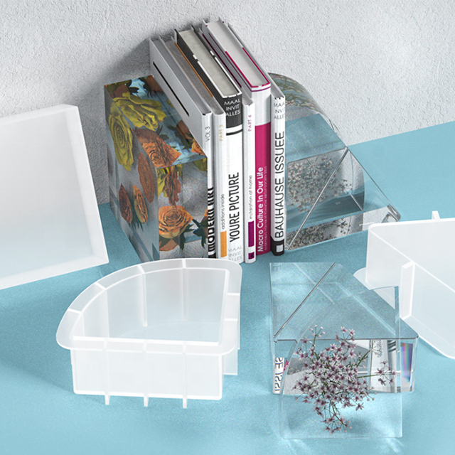 DLR737 Bookends Resin Mold 9pcs Large Geode Book Organize Silicone Mold for Books Office Home Decoration Wedding Valentine Gift