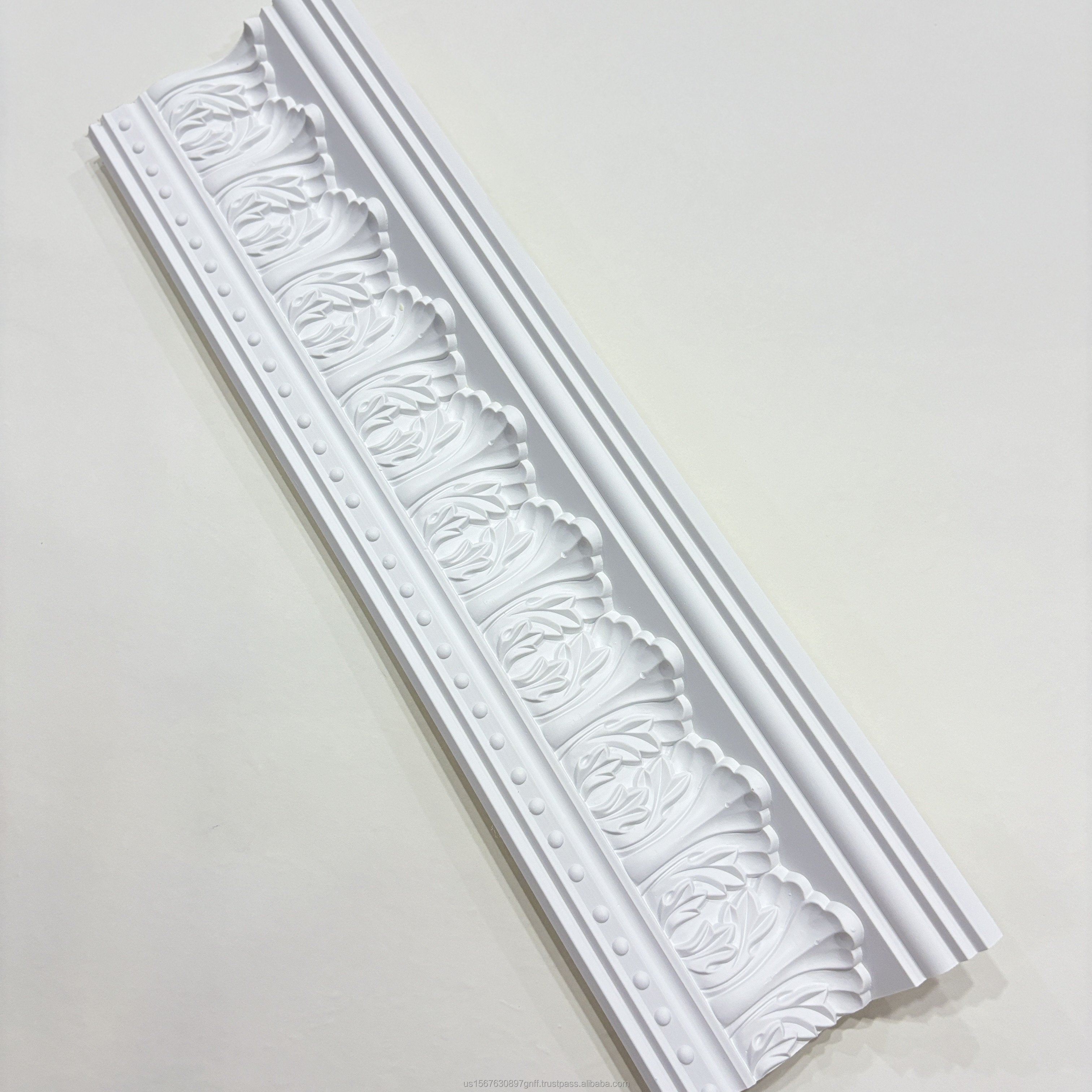 Polyurethane White dado rail wood surface moldings PU moulding 2.4m Ceiling Molding