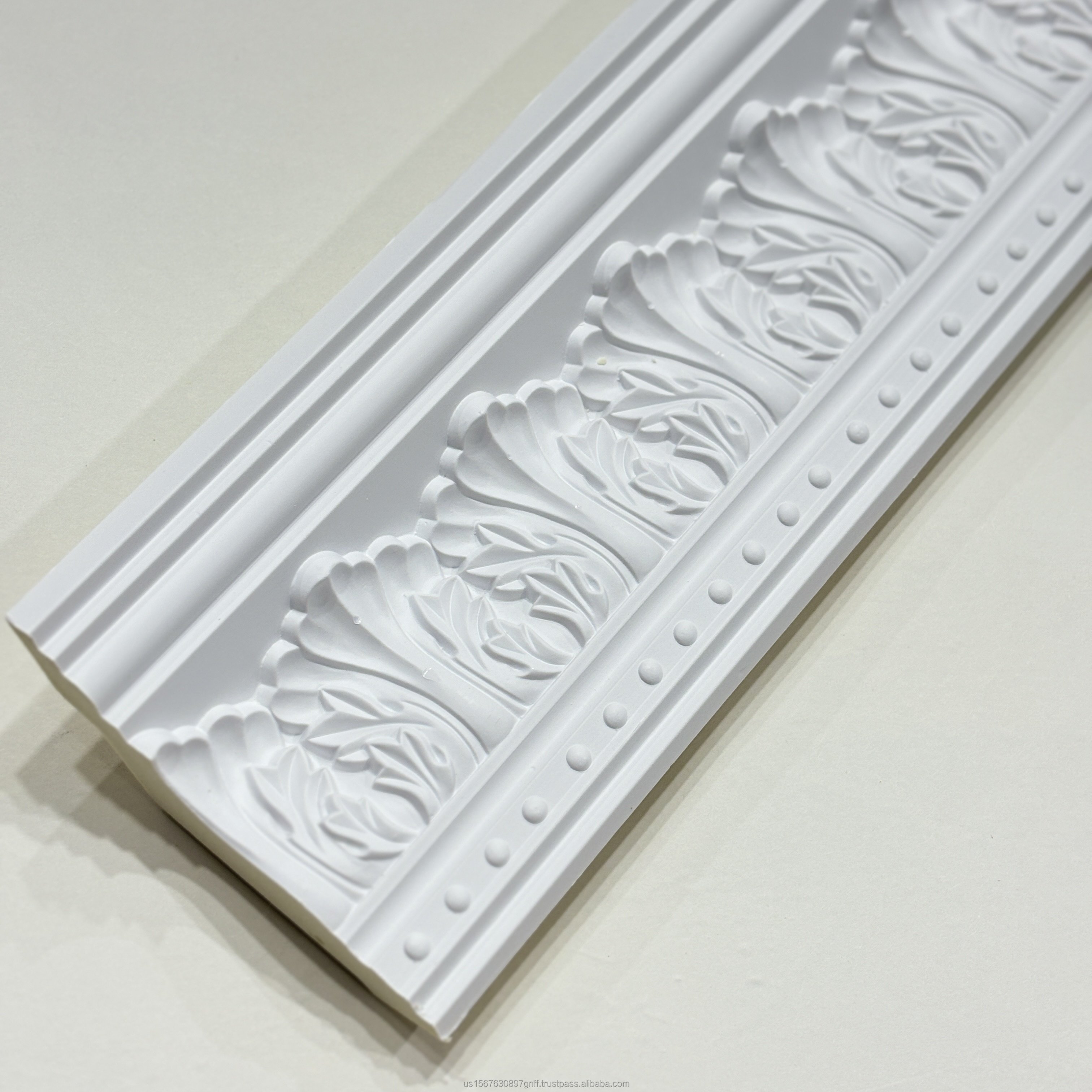 Polyurethane White dado rail wood surface moldings PU moulding 2.4m Ceiling Molding