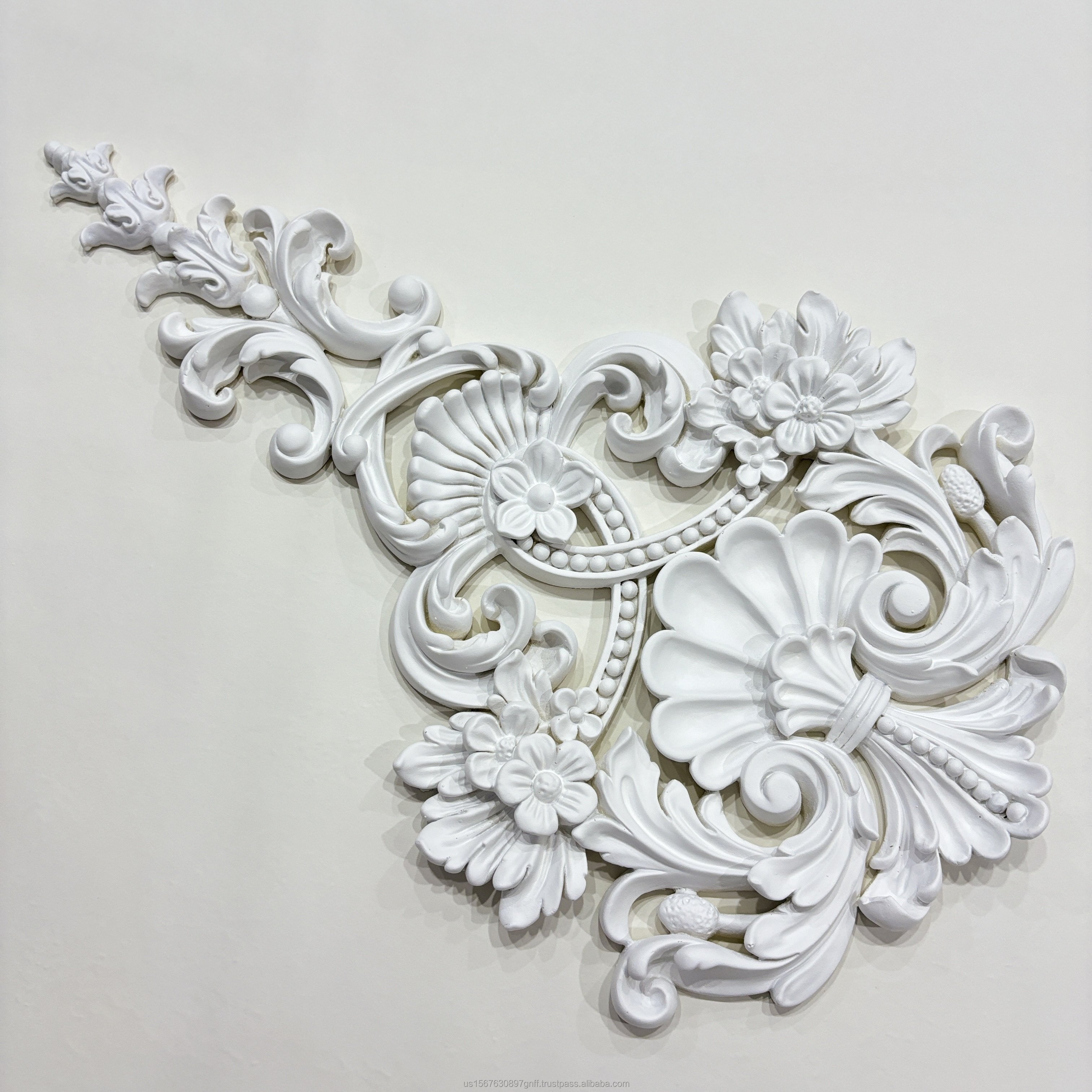 Polyurethane White dado rail wood surface moldings PU moulding 2.4m Ceiling Molding