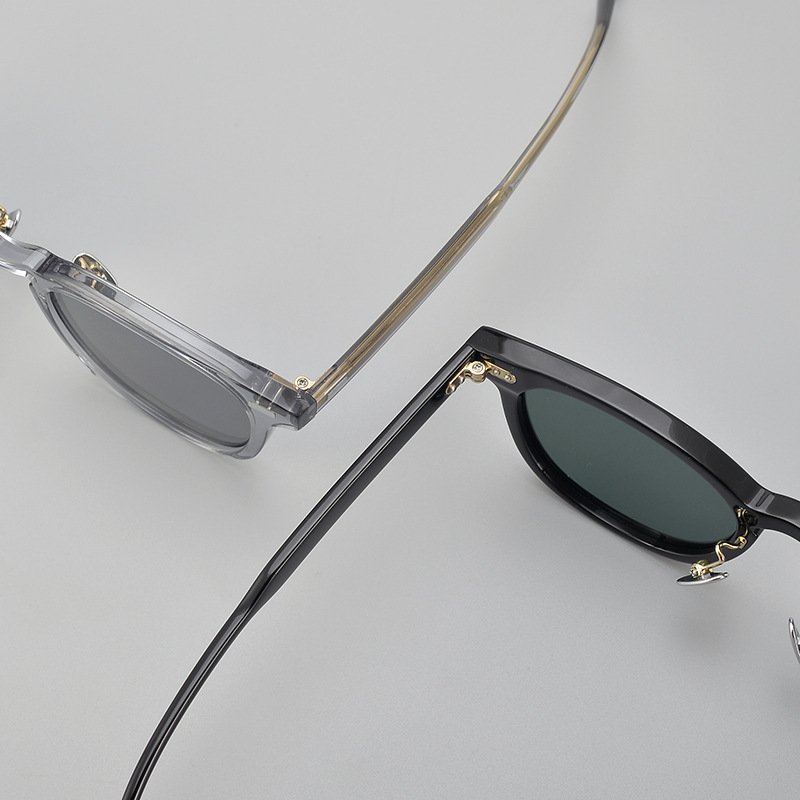 Custom Logo Printing Uv400 Lens Brand Sunglass Designer Retro Dark Glasses Black Frame Acetic Acid Fiber Sunglass