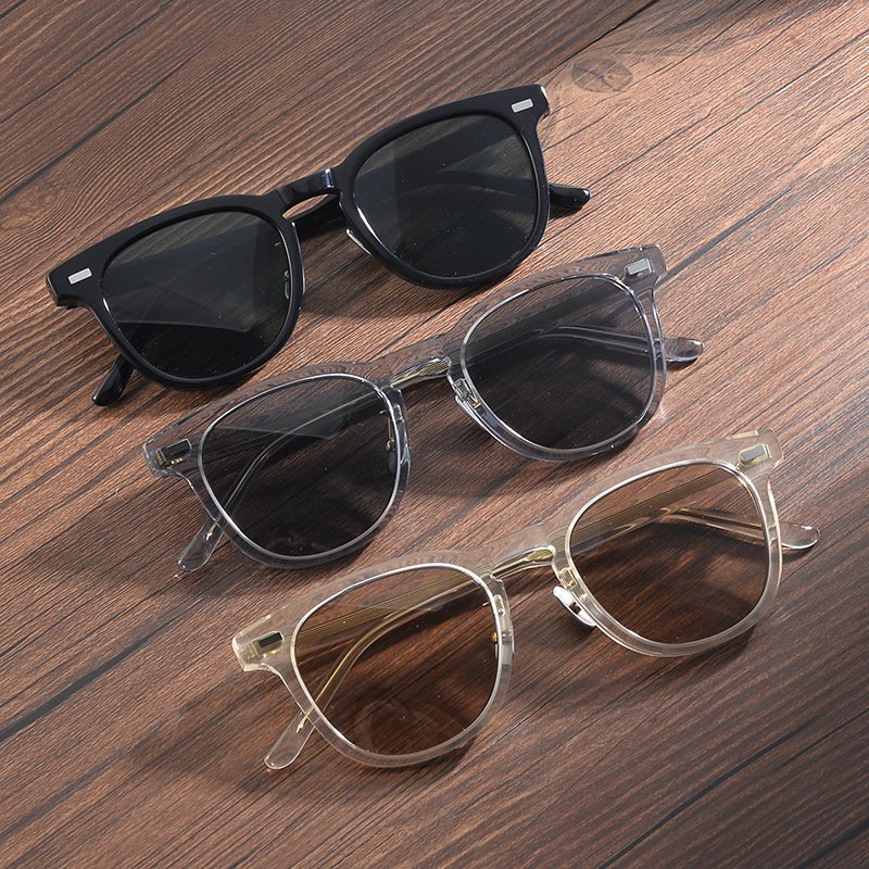 Custom Logo Printing Uv400 Lens Brand Sunglass Designer Retro Dark Glasses Black Frame Acetic Acid Fiber Sunglass