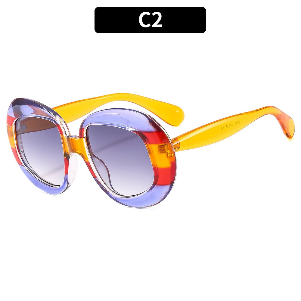 New personalized big plastic round frame sun glasses retro vintage optical glasses INS women shades sunglasses 2024