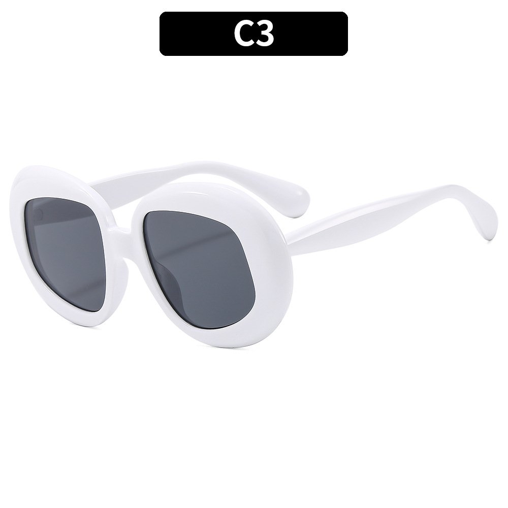 New personalized big plastic round frame sun glasses retro vintage optical glasses INS women shades sunglasses 2024