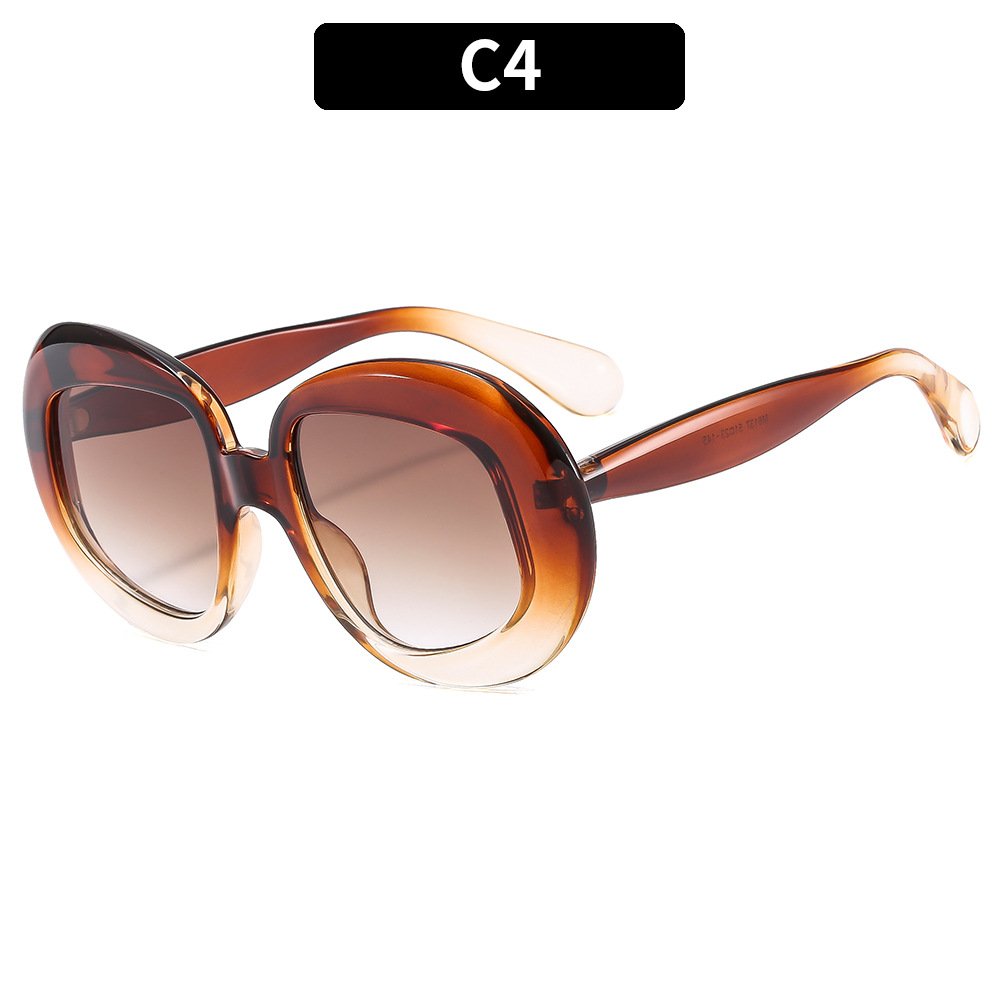 New personalized big plastic round frame sun glasses retro vintage optical glasses INS women shades sunglasses 2024