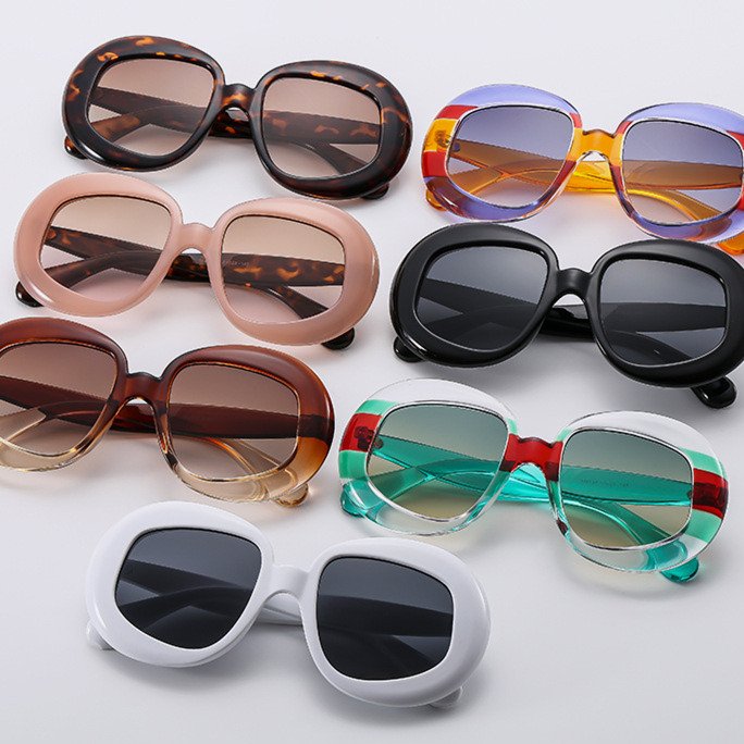 New personalized big plastic round frame sun glasses retro vintage optical glasses INS women shades sunglasses 2024