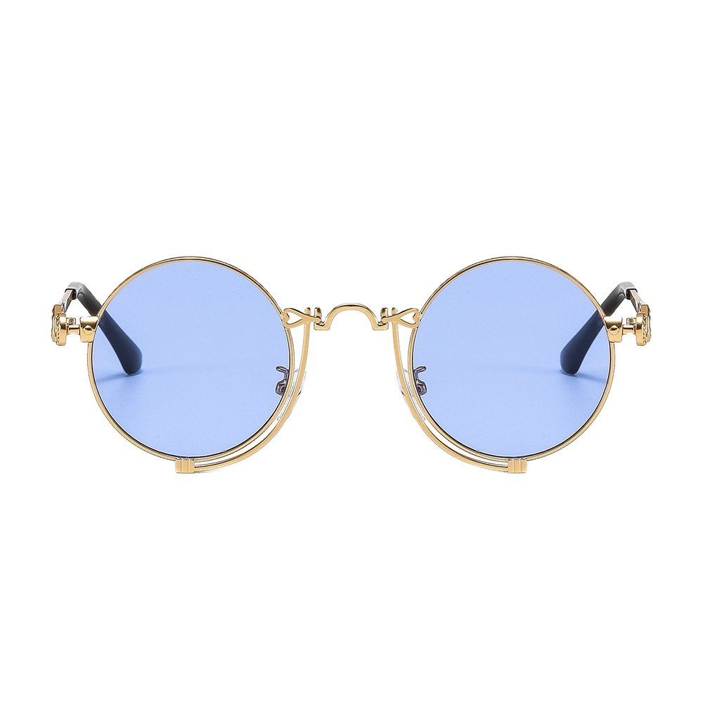 1846 Steampunk Sun Glasses Men Gold Frame Metal Yellow Red Black Oval Sunglasses New polarized metal-punk fashion Sunglasses