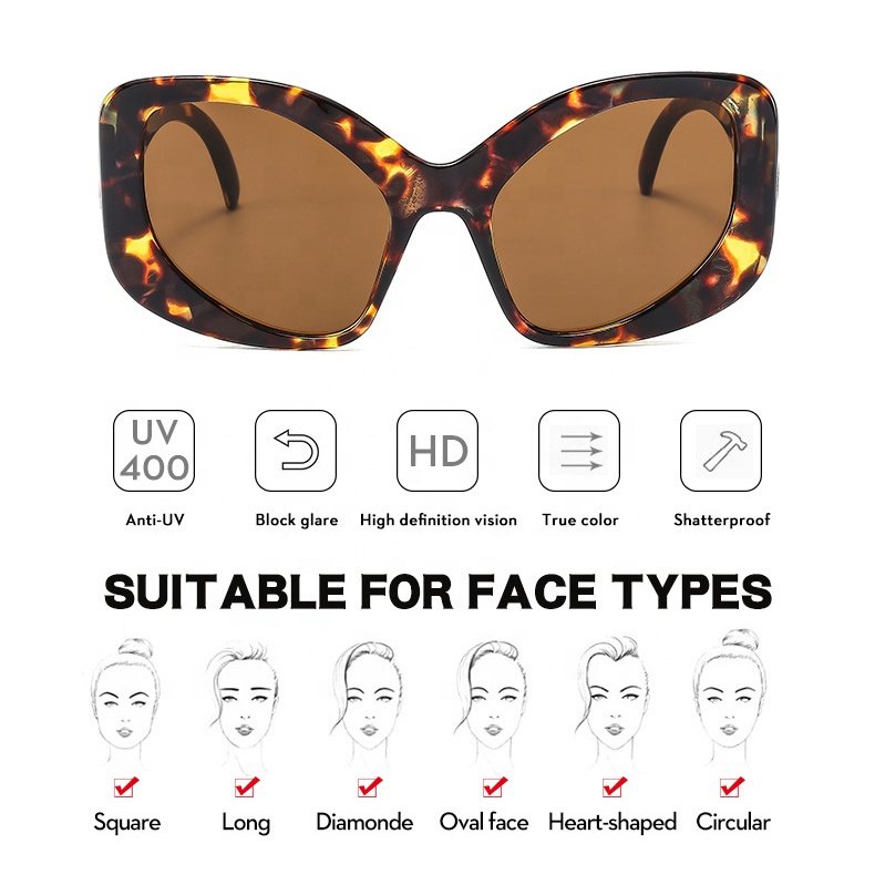 New arrival fashion personalized big yellow frame oversized alien cat eye sunglasses for women