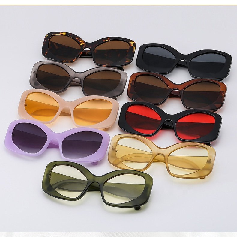 New arrival fashion personalized big yellow frame oversized alien cat eye sunglasses for women