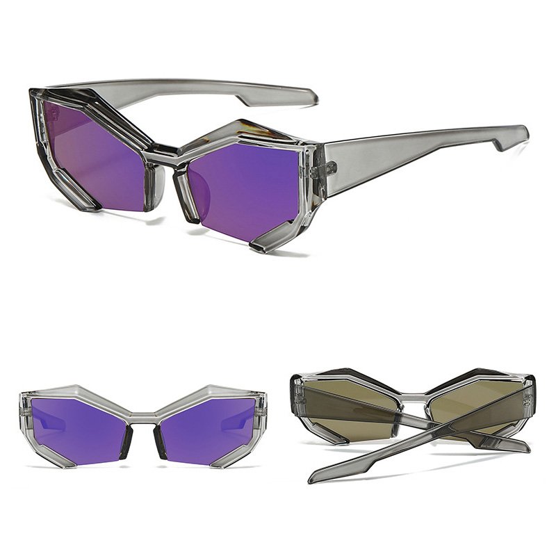 DL GLASSES 2024 Futuristic Cat Eye Eyeglasses Half Frames Cut Lens High End Lunettes UV Protection Fashion Sunglasses Custom
