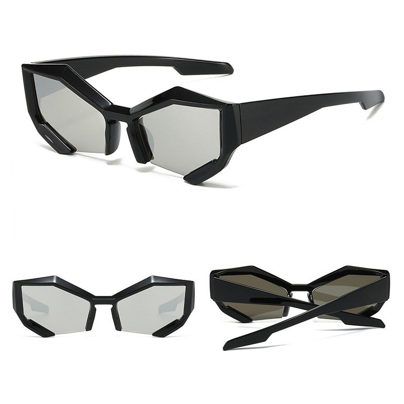 DL GLASSES 2024 Futuristic Cat Eye Eyeglasses Half Frames Cut Lens High End Lunettes UV Protection Fashion Sunglasses Custom