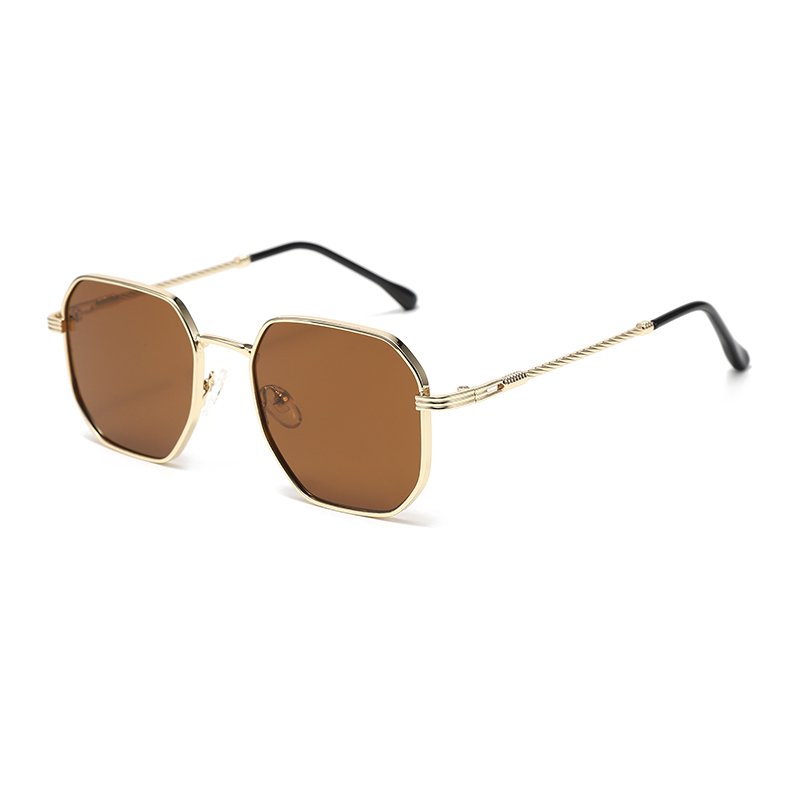 Glazzy Unique Design Classic RB Shape Gold Plated Frame Metal Twisted Arms Outdoor Shades Men Women Sunglasses