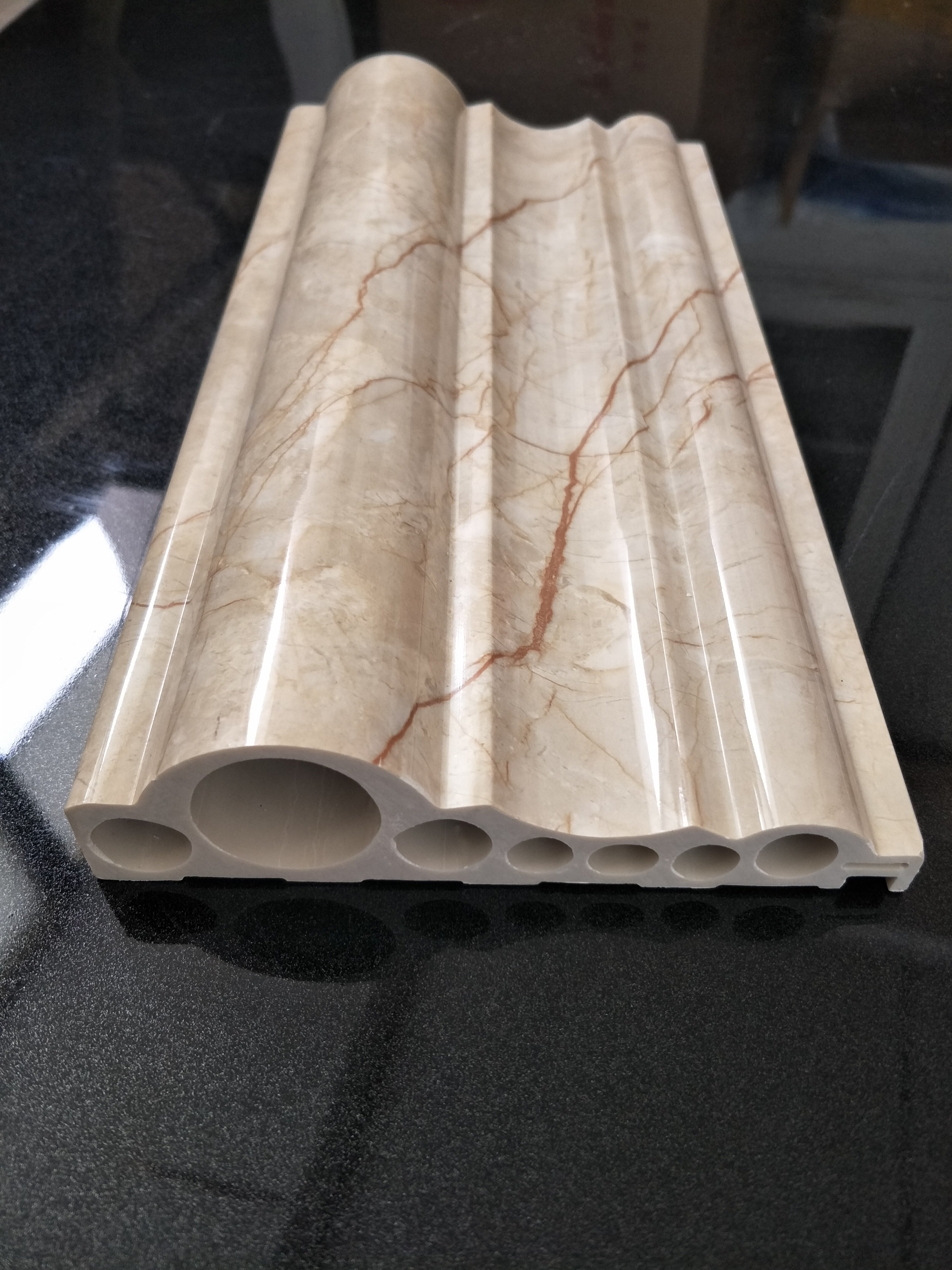 China High density Pvc Decoration Line for edifice elevator good price color marble pvc baseboard skirting board