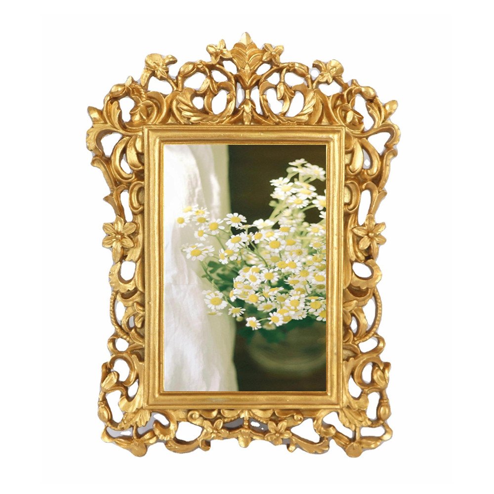 Ornate Textured 4 x 6 Inch Hand-Crafted Resin Picture Frame Iron Material with Easel for Tabletop & Wall Gallery Photo Displays