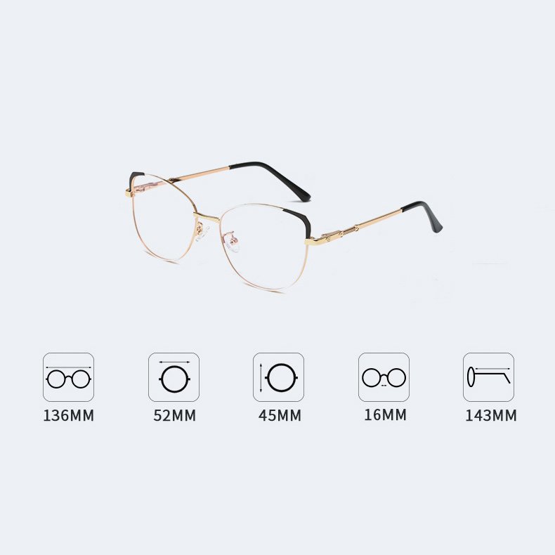 2024 Latest Vintage Computer Glasses Metal Full Frame Anti Blue Light Transparency For Girls Men Cat Eye Frame Optical Glasses