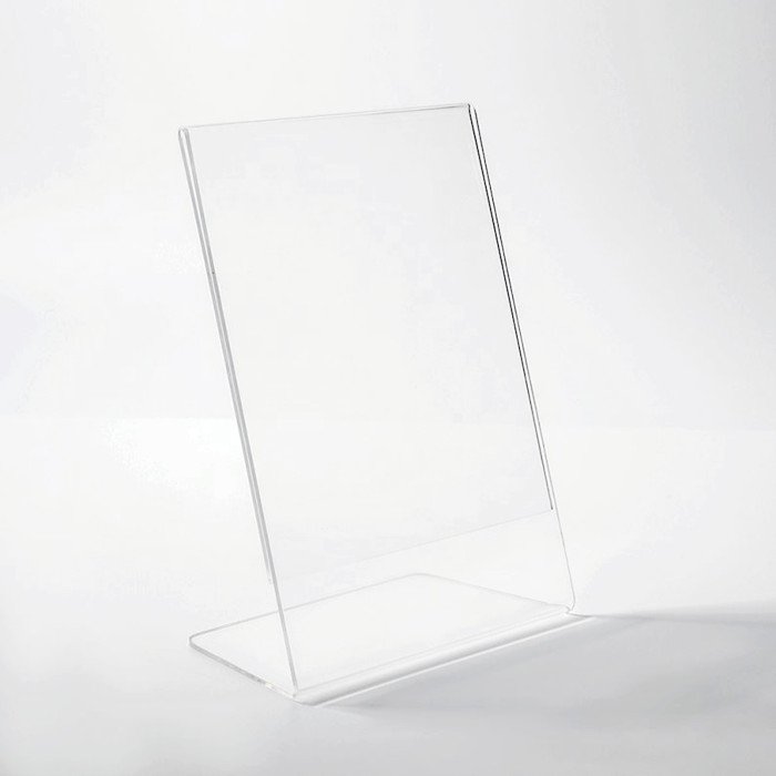Slant Back Acrylic Sign Holder 8.5 x 11 Inches Premium Portrait Ad Frames Table Sign Display Holder Clear Easel Style Frame