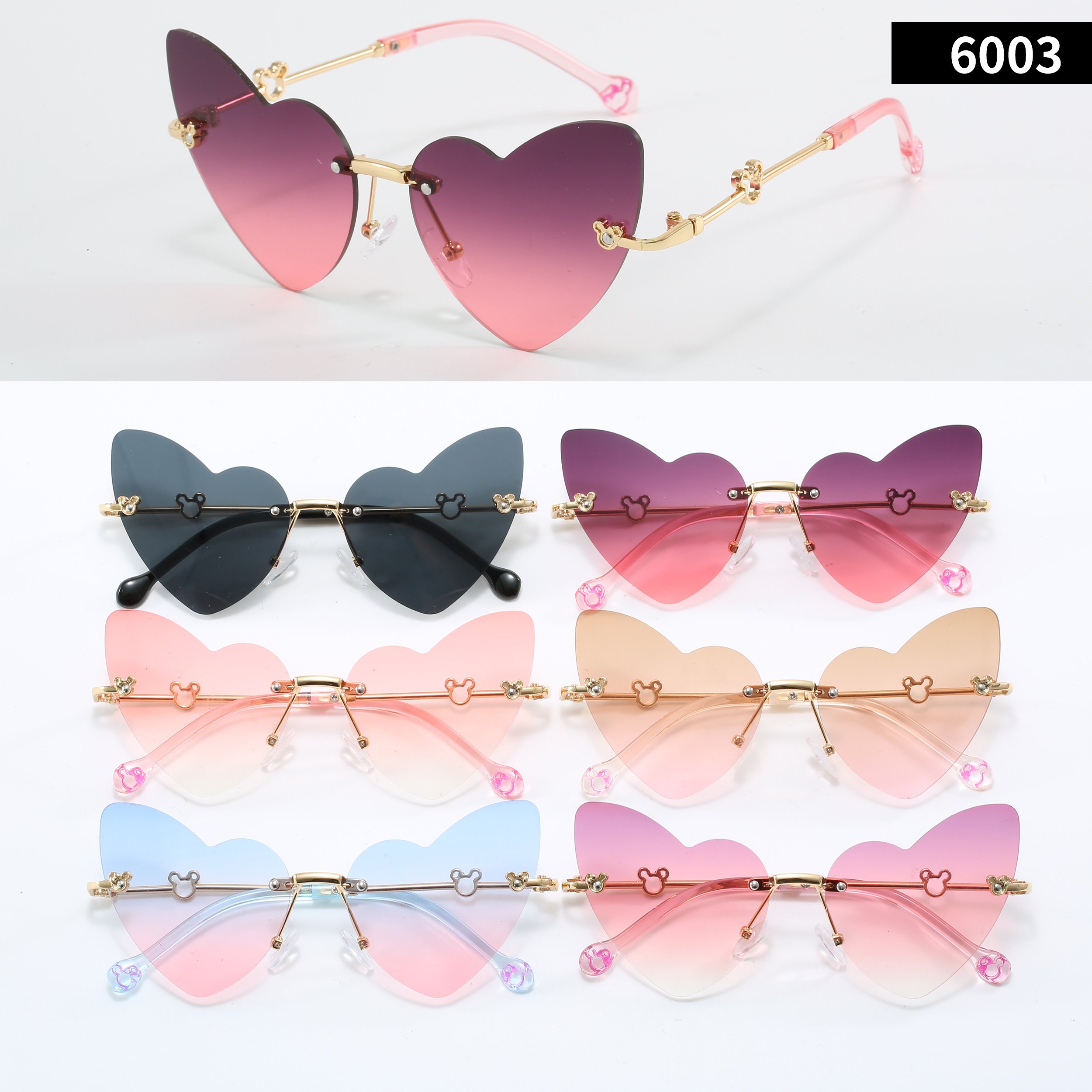 2024 Mix Color Kids Frameless Sunglasses Baby Boys Girls UV400 Classics Irregular lens Metal Frame Children Sunglasses