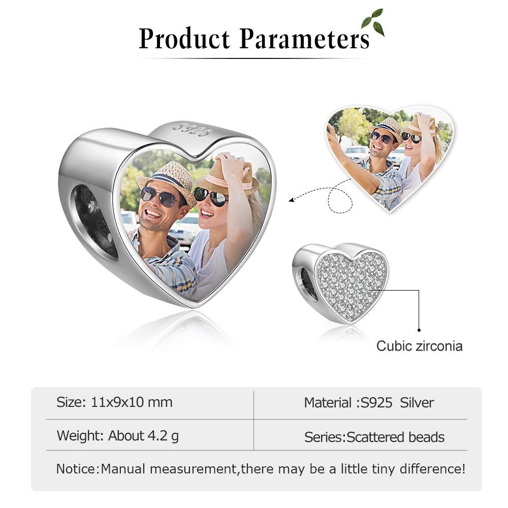 Shuozhen host sales custom lettering creative heart-shaped photo frame photo beaded pendant jewelry