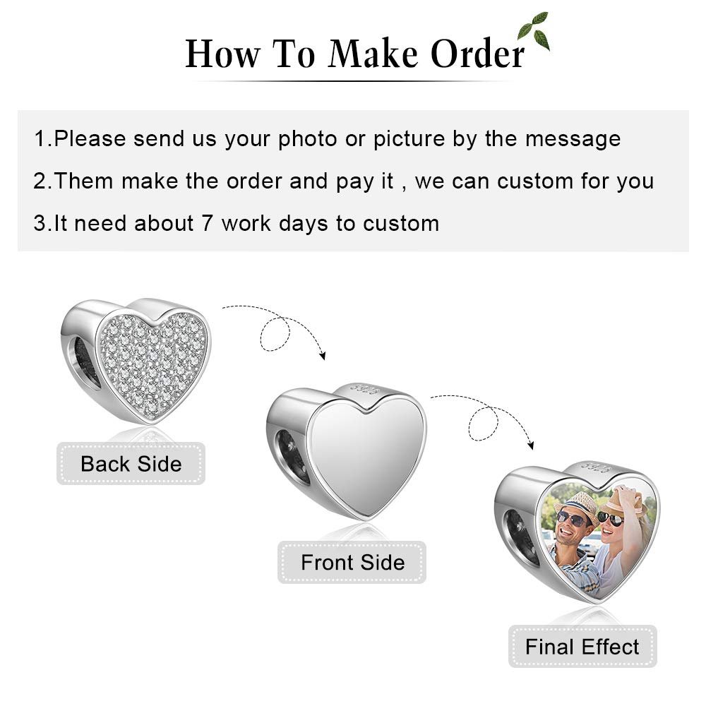 Shuozhen host sales custom lettering creative heart-shaped photo frame photo beaded pendant jewelry