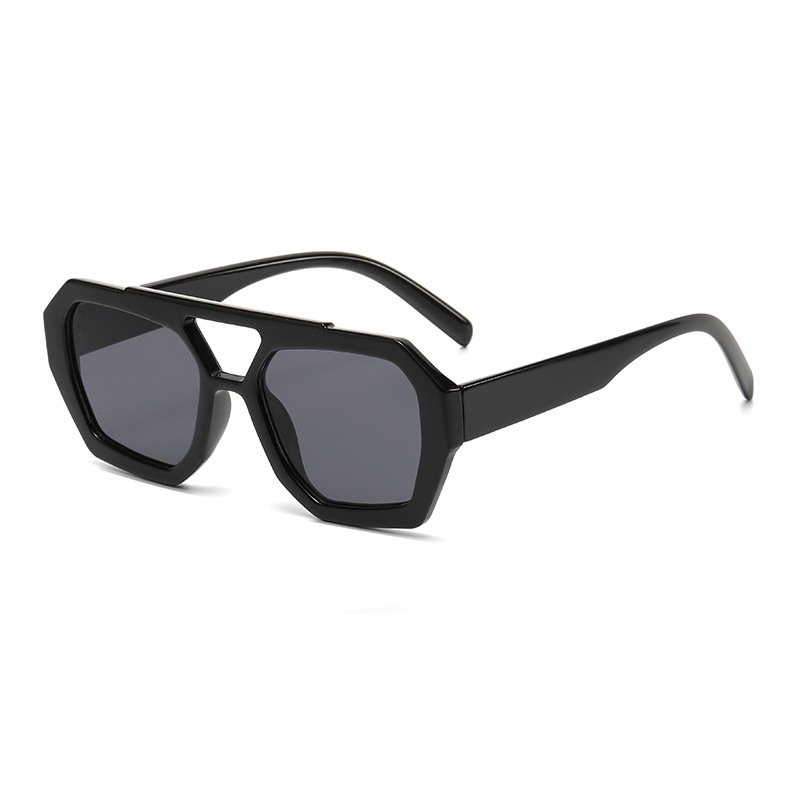 Hot sale double bridge irregular Leopard sun glasses INS fashion thick frame unisex designer sunglasses for men women