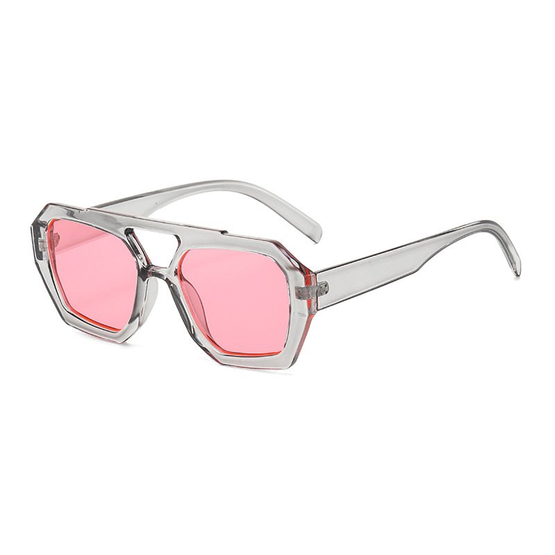 Hot sale double bridge irregular Leopard sun glasses INS fashion thick frame unisex designer sunglasses for men women