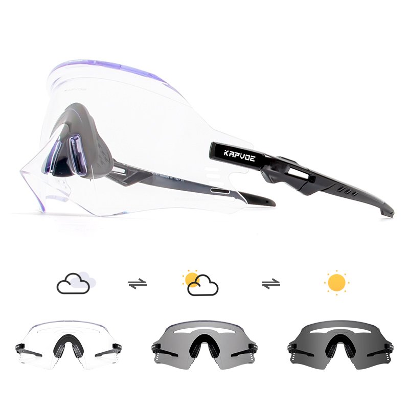 KAPVOE rimless outdoor anti-glare photochromic lens bike sunglasses bicycle cycling sunglasses for men women stylish eyewear