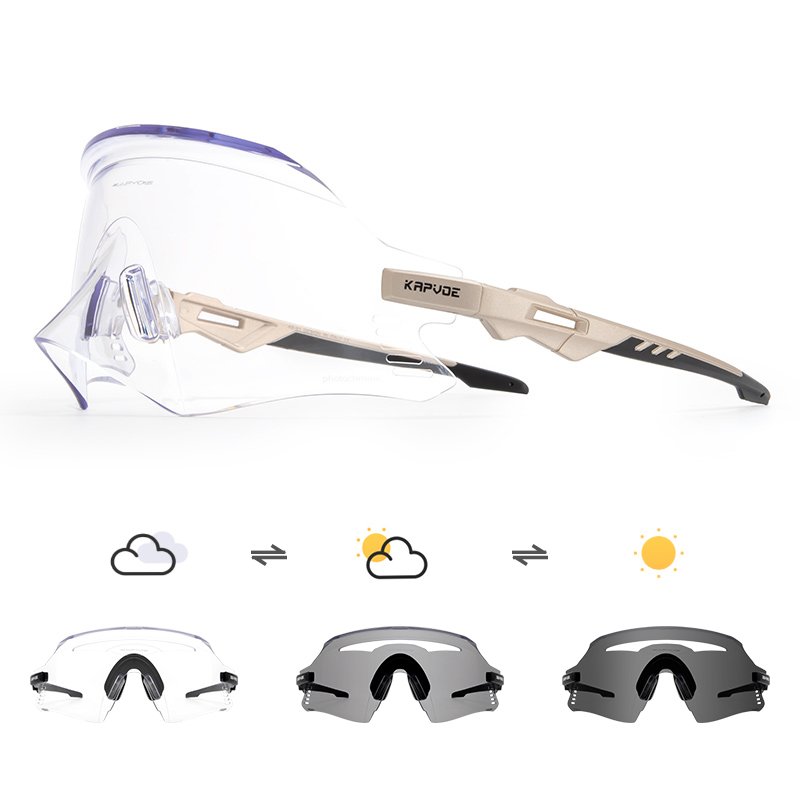 KAPVOE rimless outdoor anti-glare photochromic lens bike sunglasses bicycle cycling sunglasses for men women stylish eyewear