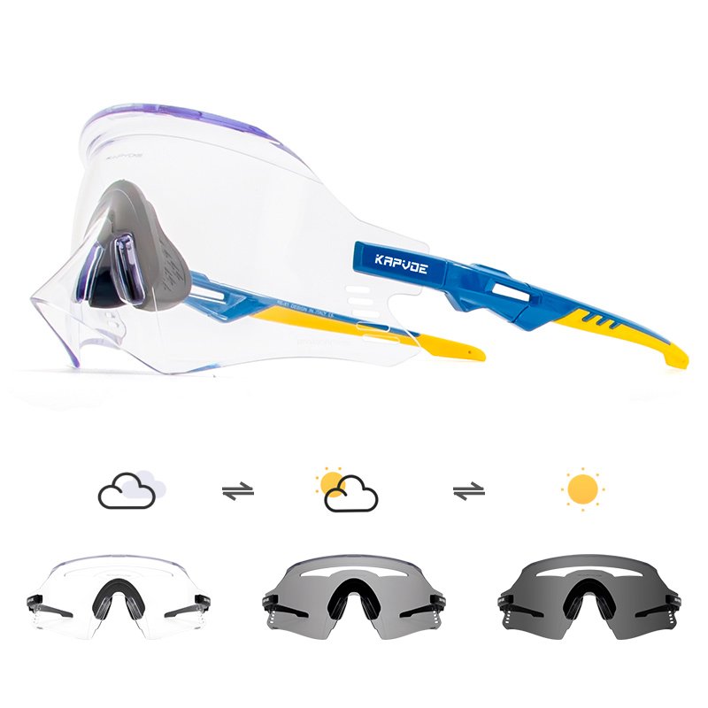 KAPVOE rimless outdoor anti-glare photochromic lens bike sunglasses bicycle cycling sunglasses for men women stylish eyewear