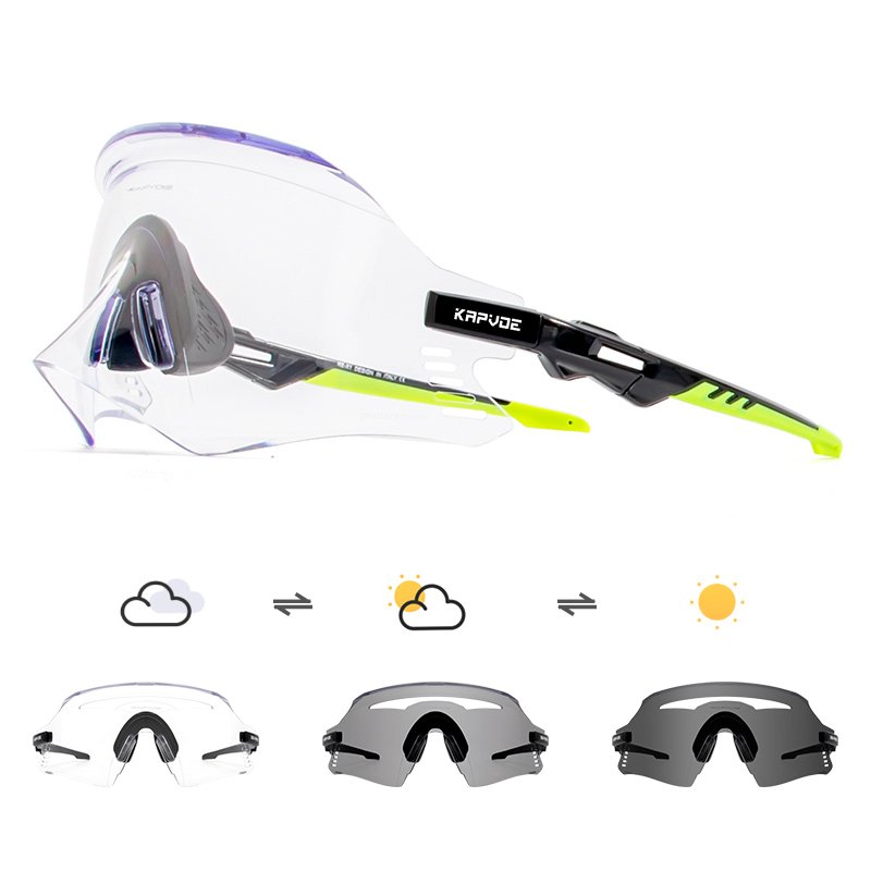 KAPVOE rimless outdoor anti-glare photochromic lens bike sunglasses bicycle cycling sunglasses for men women stylish eyewear