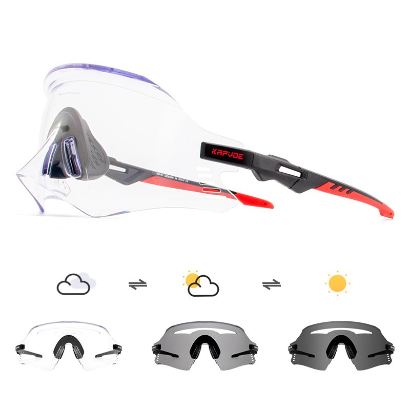 KAPVOE rimless outdoor anti-glare photochromic lens bike sunglasses bicycle cycling sunglasses for men women stylish eyewear