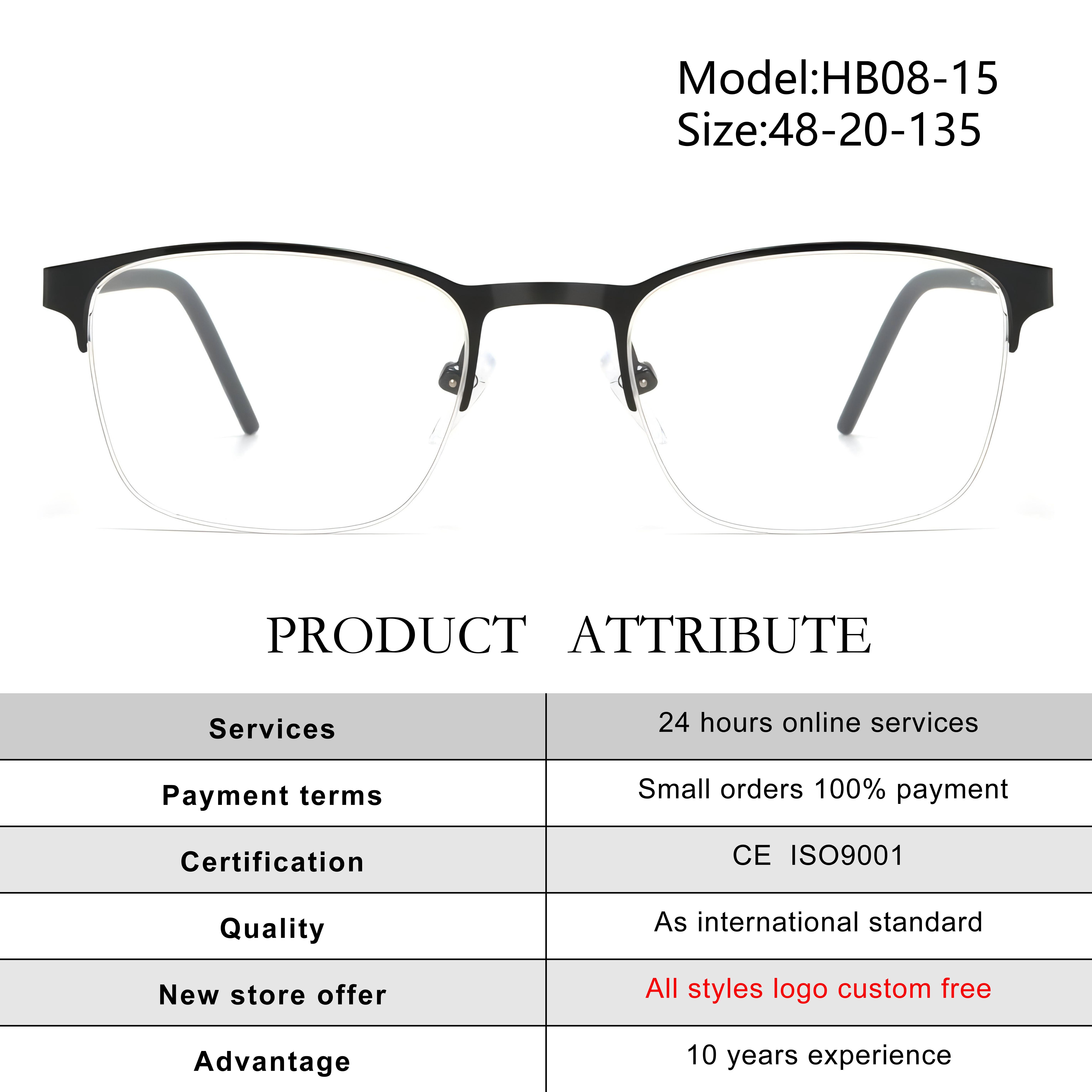Double Color Semi-Rimless Women's Student Metal Eyeglasses Frame High Quality Alloy for Reading Kids