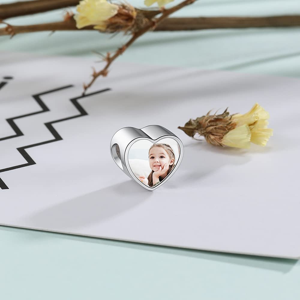 Shuozhen gift to commemorate the family custom lettering creative heart-shaped photo frame photo beaded pendant jewelry