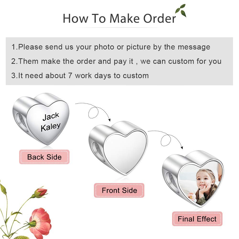 Shuozhen gift to commemorate the family custom lettering creative heart-shaped photo frame photo beaded pendant jewelry