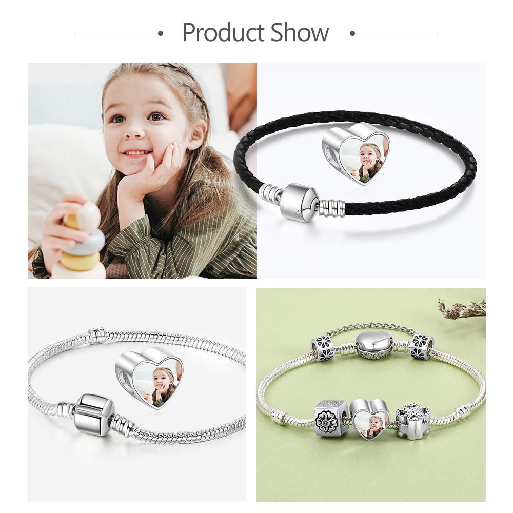 Shuozhen gift to commemorate the family custom lettering creative heart-shaped photo frame photo beaded pendant jewelry