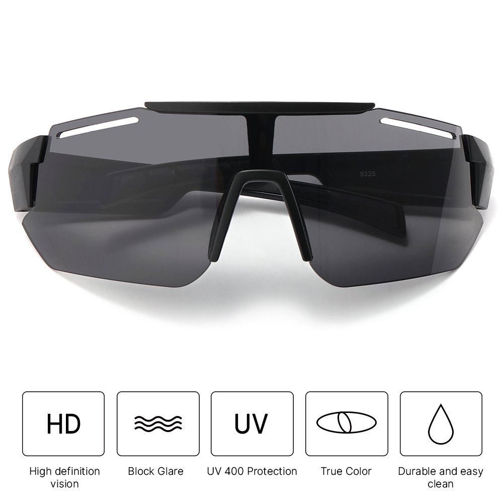 Newest Oversized Frame Sunglasses Outdoor Climbing Rimless UV400 Windproof Glasses Men's Cycling Sports Eyewear for Unisex