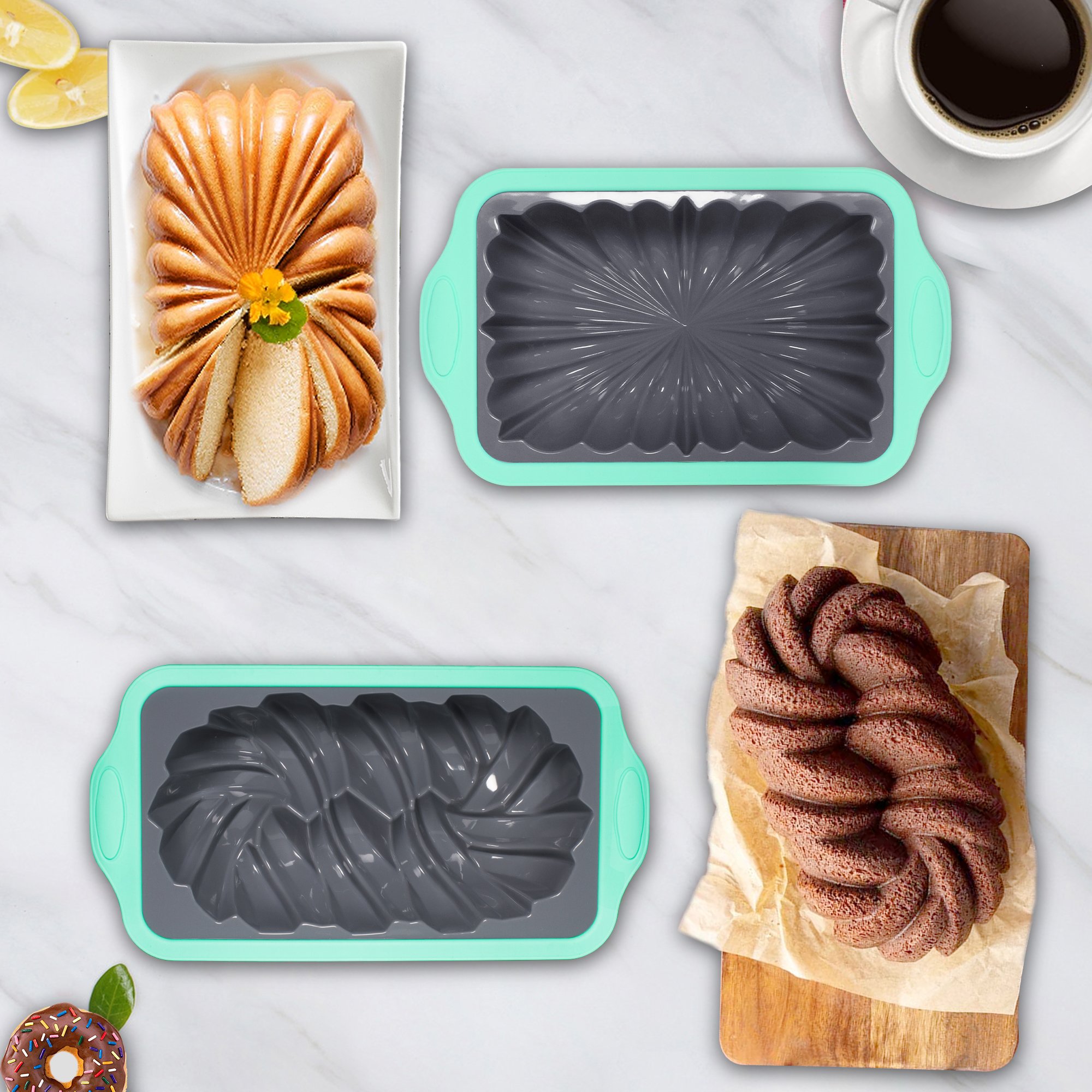 Hot Selling New Medium Bi-color Hard Frame Braided Loaf Pan Reusable Non-Stick Silicone Cake Mold for Perfect Baking Dishes Pans