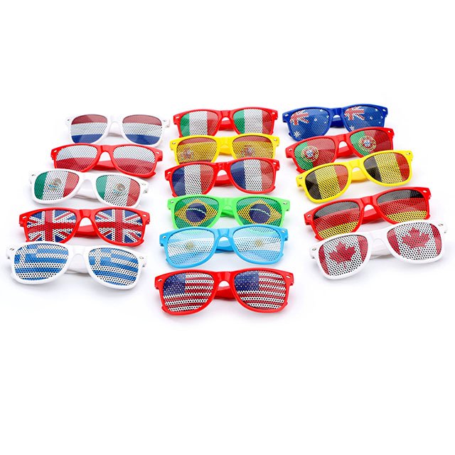 UV400 Customized Cheap Football World Games Sun Glasses Sunglasses With Country Flag Printing On Lens
