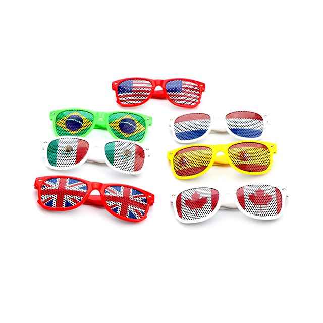 UV400 Customized Cheap Football World Games Sun Glasses Sunglasses With Country Flag Printing On Lens
