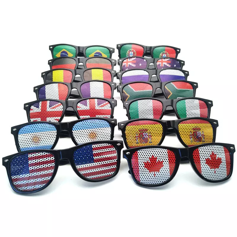 UV400 Customized Cheap Football World Games Sun Glasses Sunglasses With Country Flag Printing On Lens
