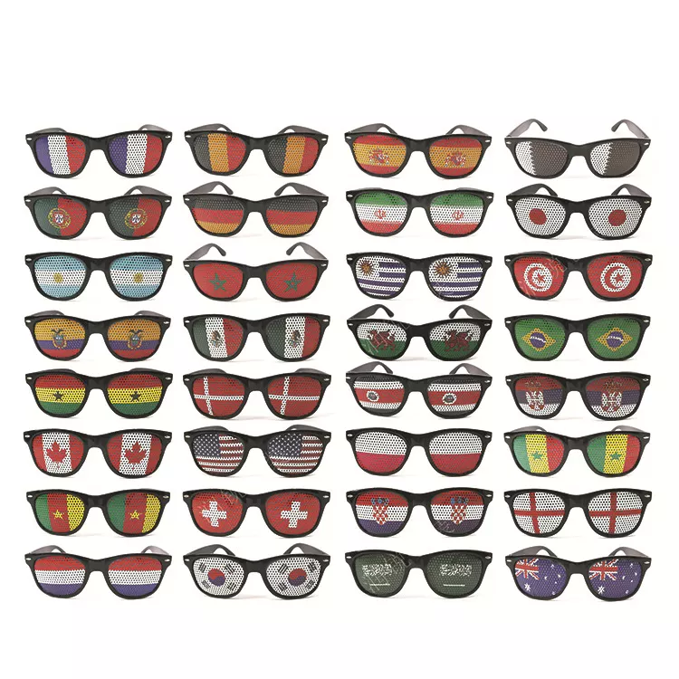UV400 Customized Cheap Football World Games Sun Glasses Sunglasses With Country Flag Printing On Lens