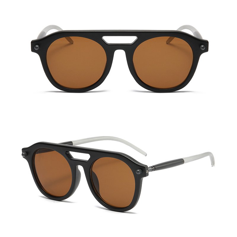 DL Glasses Retro Round Frame Double Bridge Shades UV400 Pilot Rivets Sunglasses Men Custom Logo Punk Sun Glasses 2024