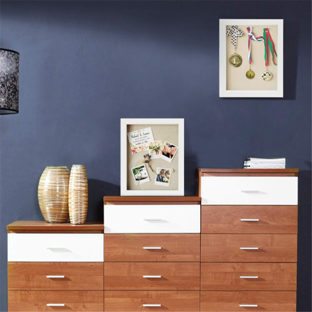 FRAME Shadow Box Frames Set of Wood Shadow Box Display Case (Black/White)