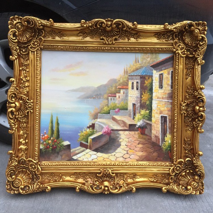 Customized Ornate Antique Large Gold Foil Baroque Art Canvas Custom Wood Picture Oil painting Frame Moulding For Wall Molding