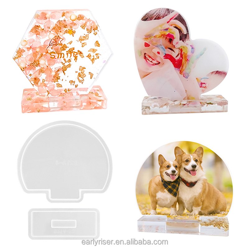 Early Riser Resin Mold for Photo Frame Silicone Molds with Stand Holder Frame Molds for Resin Casting DIY Personalized Gifts