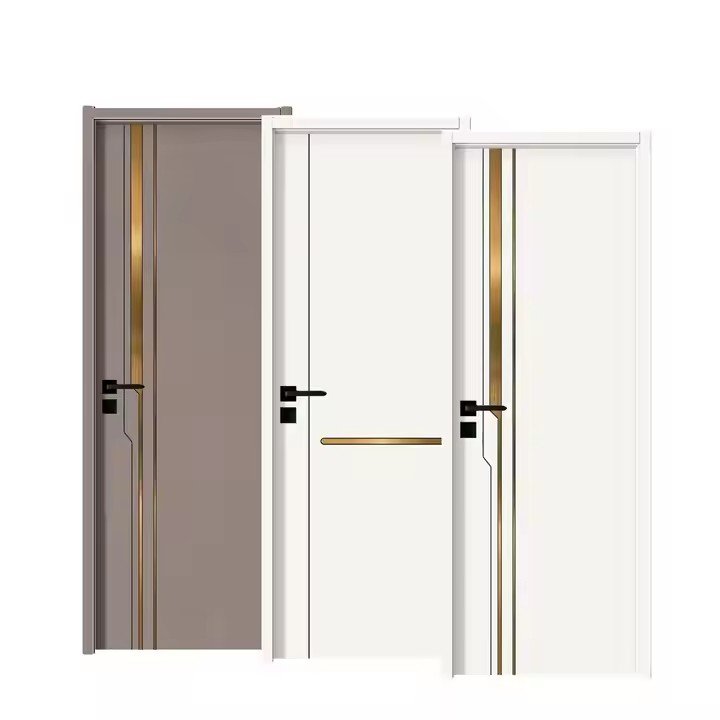 High Quality Modern Waterproof Frame and Accessories Handle PVC Wooden Swing Wood Interior Door