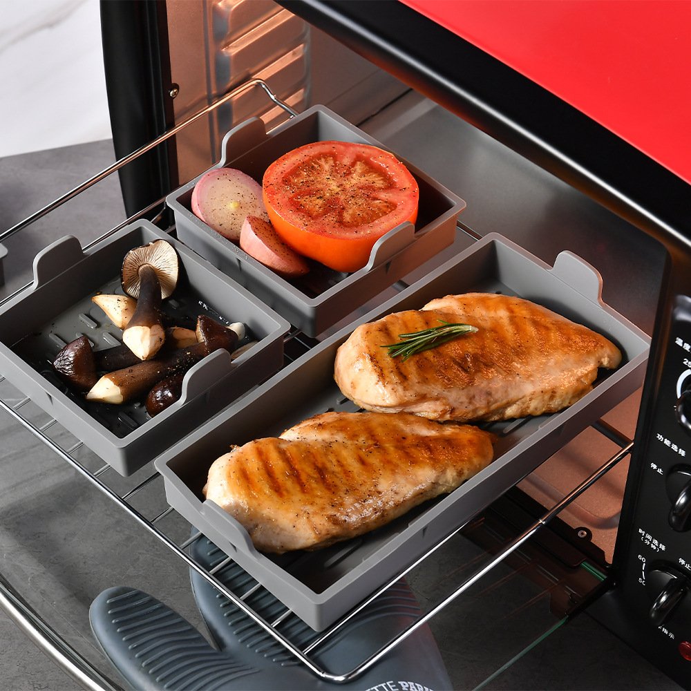 4-Pack Reusable Non-stick Bakeware Silicone Baking Pan Cake Pan Pastry Tools Frame Silicone Tray